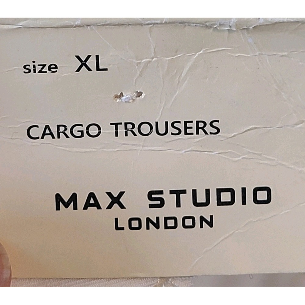 Max Studio Cargo Trousers Womens XL Ivory Pockets Taper Mid Rise Pants Easy Care - Picture 11 of 14